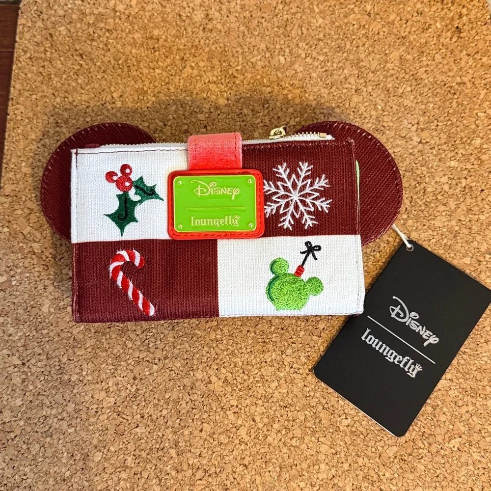 Holiday Minnie Ear Wallet with Red Bow